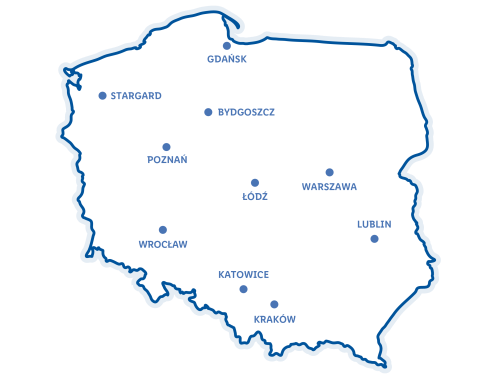 Biura Ekspansji Lidl Polska Mapa. Biura ekspansji znajdują się w: Gdańsku, Stargardzie, Bydgoszczy, Poznaniu, Lodzi, Warszawie, Wrocławiu, Katowicach, Lublinie i Krakowie.