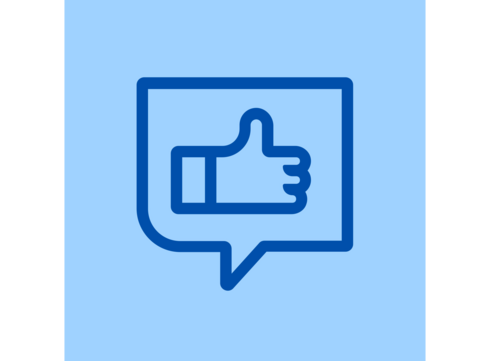 speech bubble with thumbs up symbol