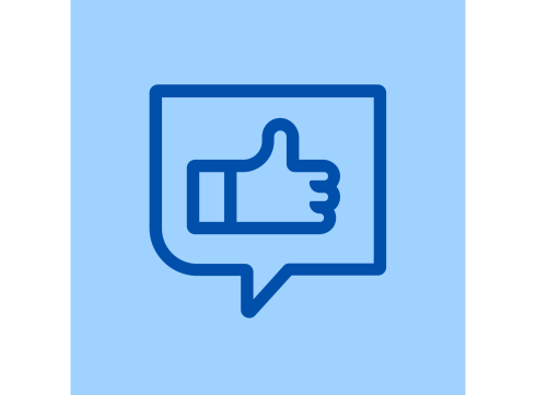 speech bubble with thumbs up symbol